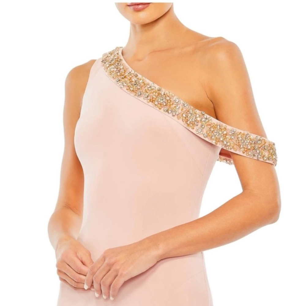 MAC DUGGAL 68163 Embellished Drop Shoulder Jersey Long Gown Dress Rose Pink 14 - Picture 2 of 14